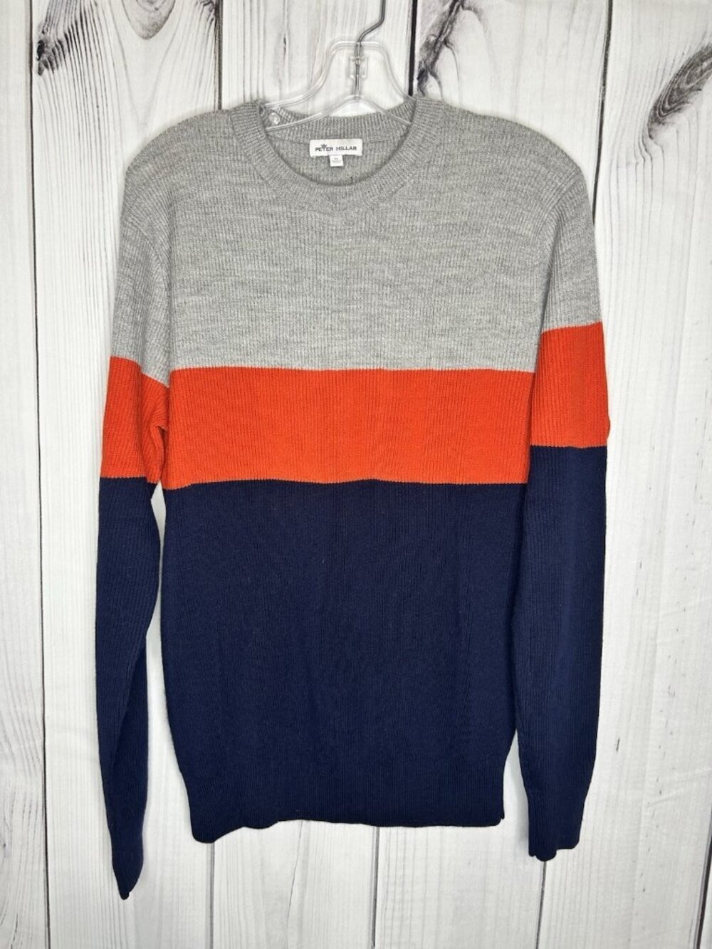 Peter Millar 100% Merino Wool Crewneck Striped Sweater Mens Sz M Pullover